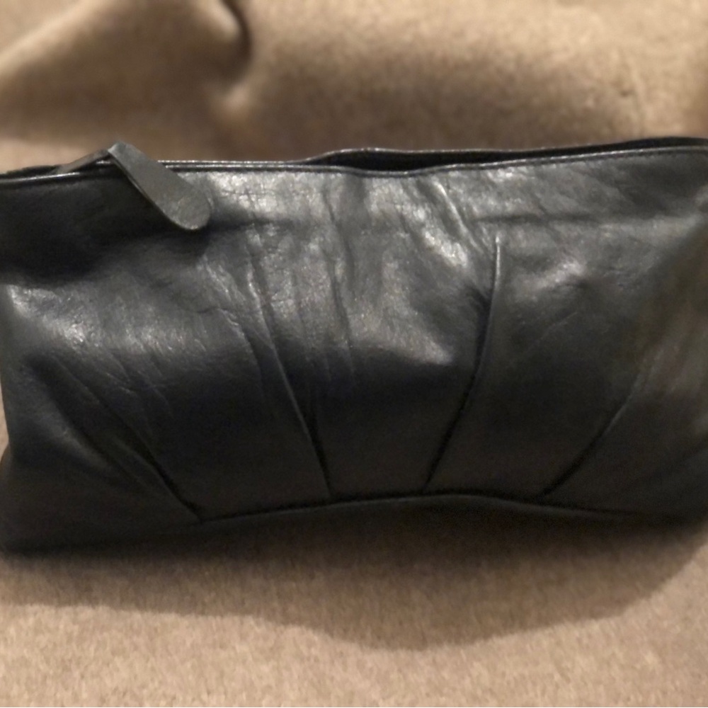 Elegant Leather Dark Blue Purse